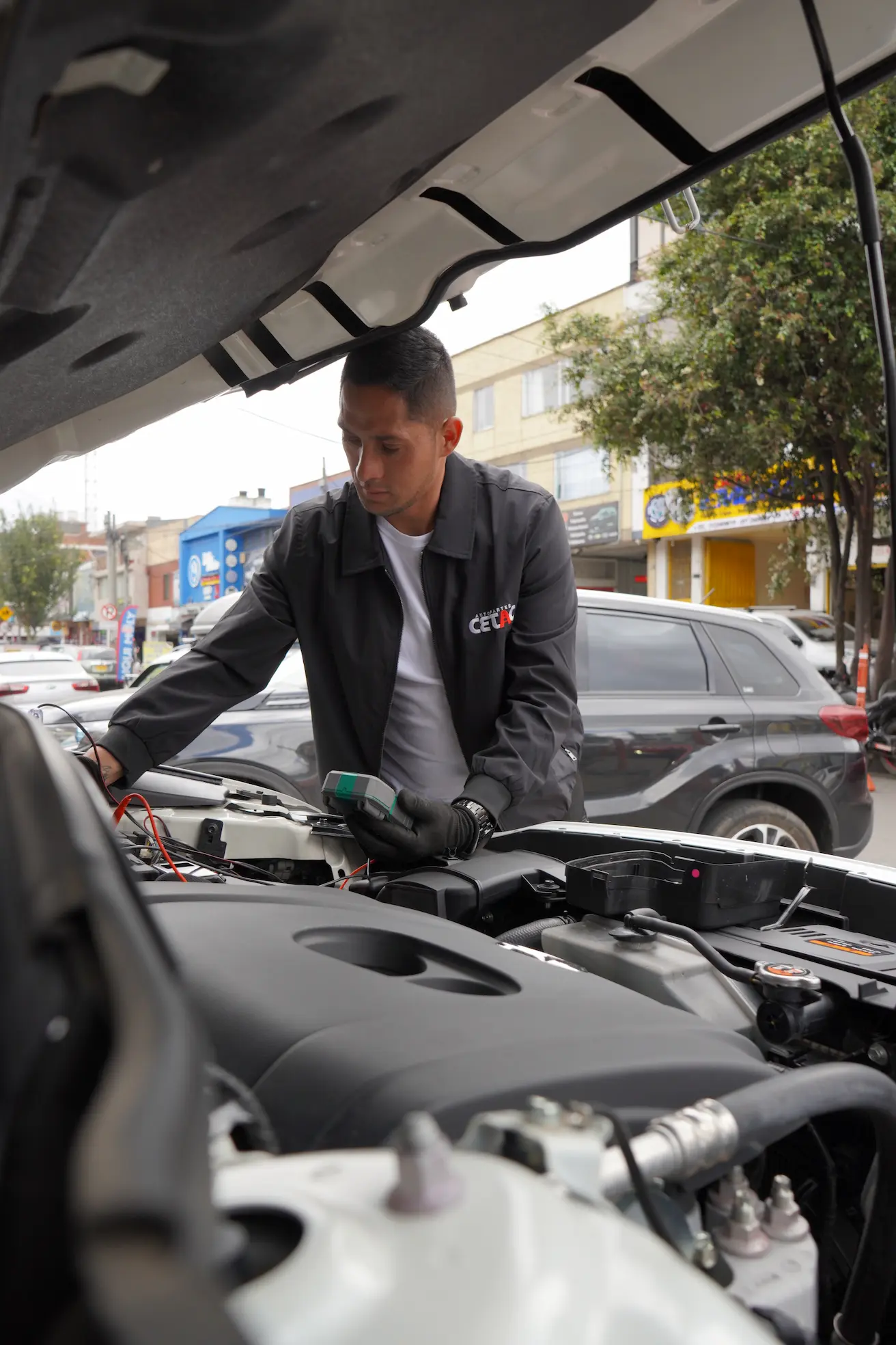 person testing car